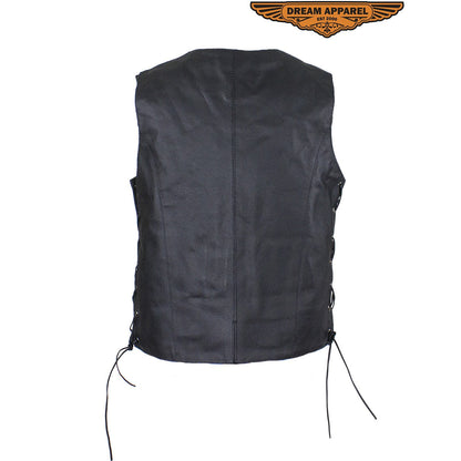 Women's Black Concealed Pocket Vest with Side Laces