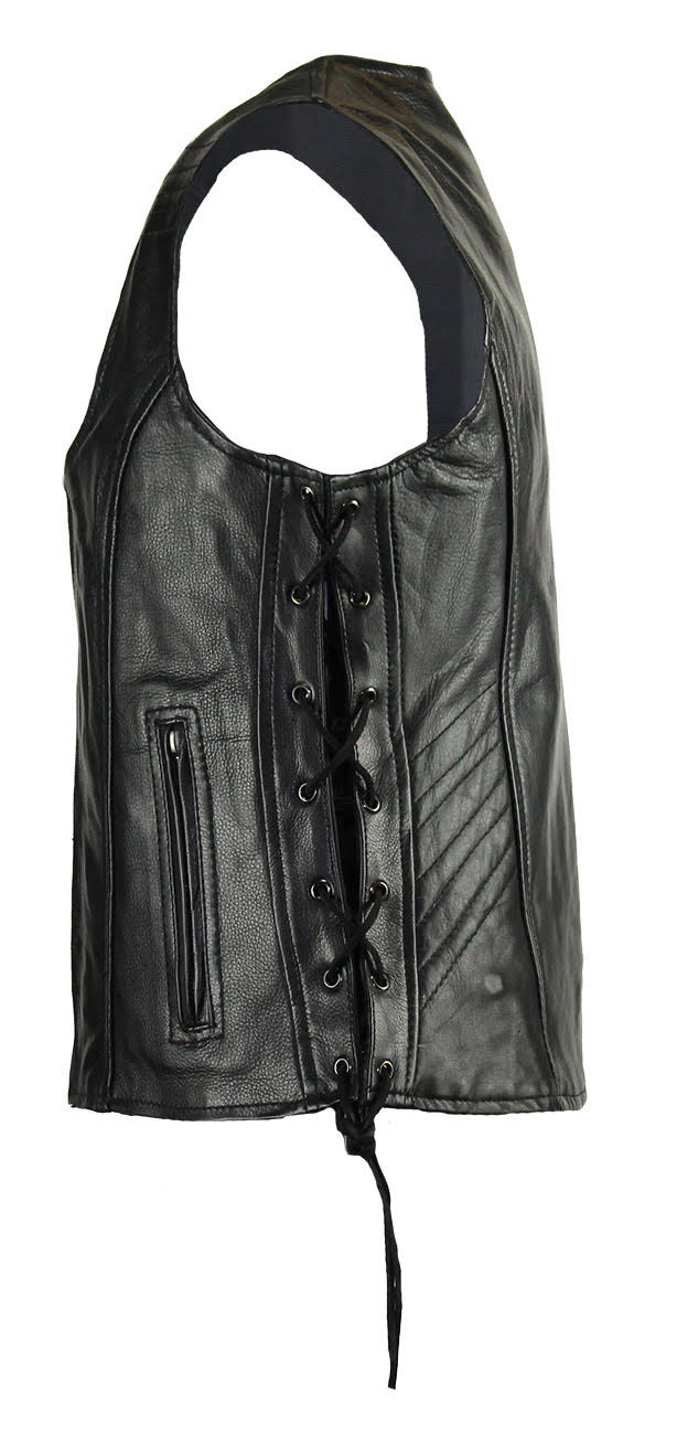 Women's Motorcycle Black Naked Cowhide Leather Vest