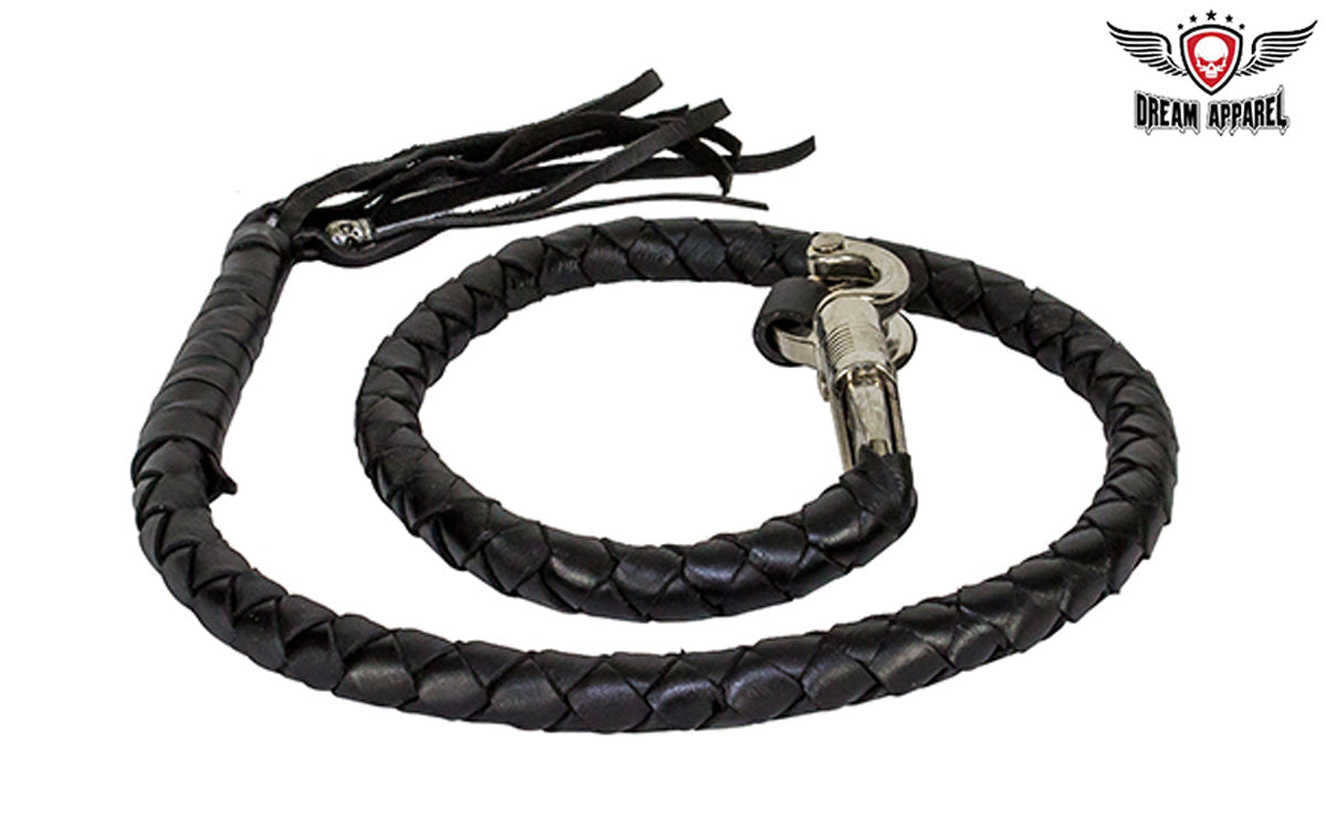 Dream Apparel Black Hand-Braided Get Back Whip For Motorcycle