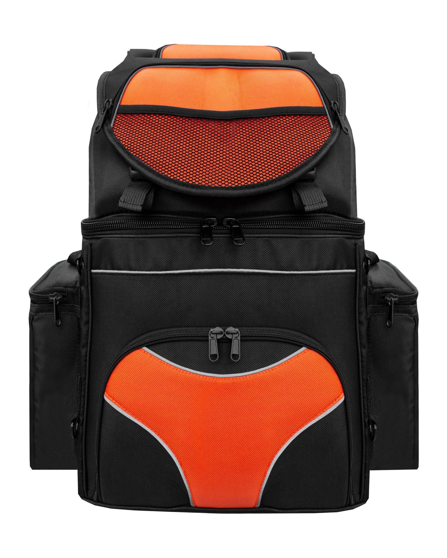 Dream Apparel Black and Orange Back Seat Sissybar Bag With reflective piping