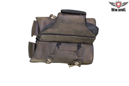 Distressed Brown Leather Concealed Carry Saddlebag with Conchos