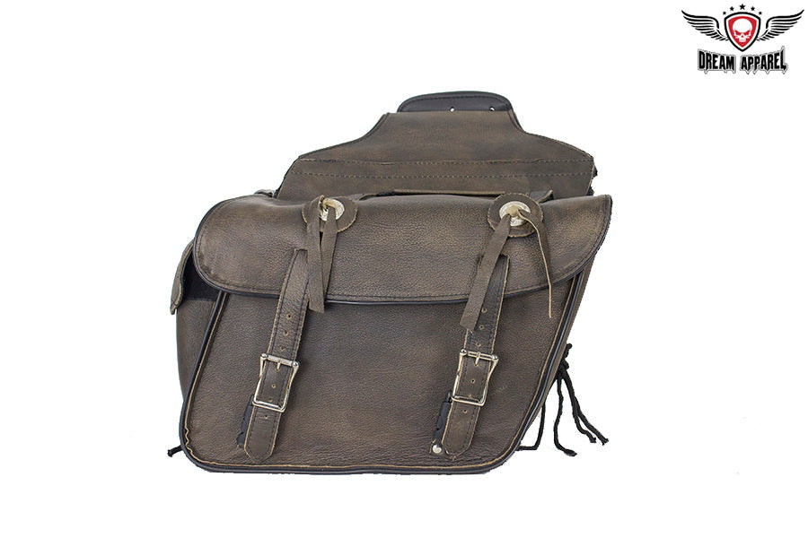 Distressed Brown Leather Concealed Carry Saddlebag with Conchos