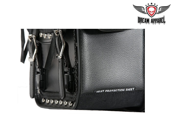 Dream Apparel PVC Motorcycle Saddlebag With Quick Release & Studs