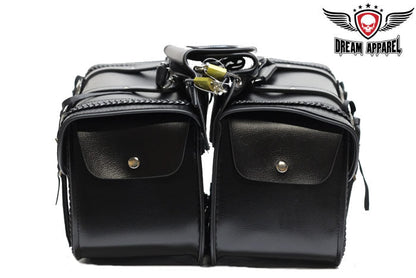 Dream Apparel PVC Black Motorcycle Saddlebag With Braid