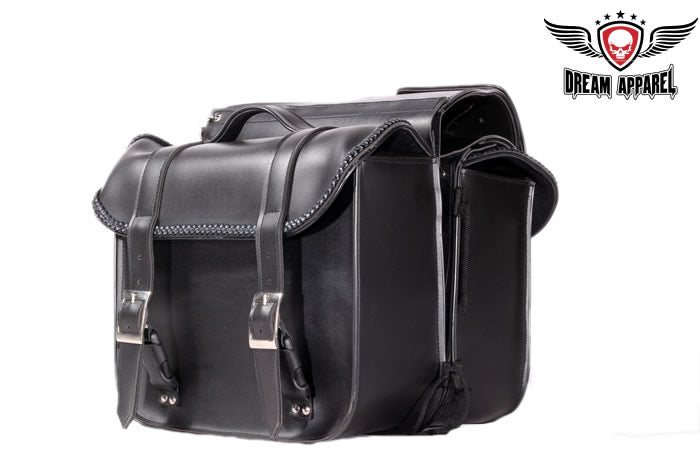 PVC Throwover Motorcycle Saddlebag With Braid