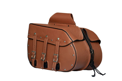 Dream Apparel Genuine Premium Naked Brown Leather Concealed Carry Motorcycle Saddlebag