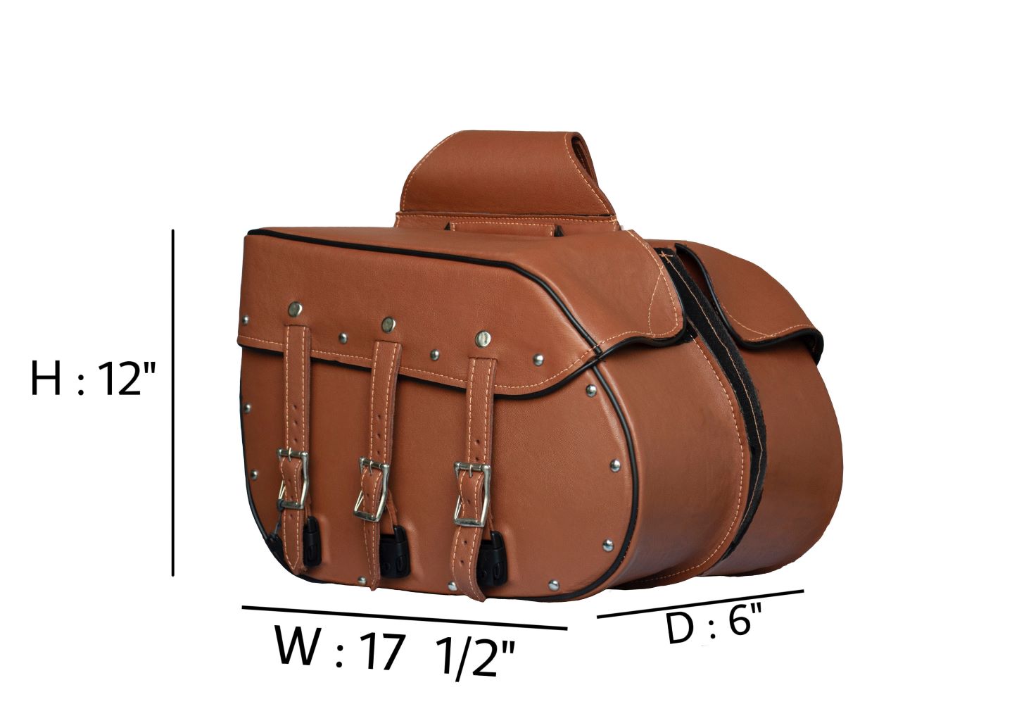 Dream Apparel Genuine Premium Naked Brown Leather Concealed Carry Motorcycle Saddlebag