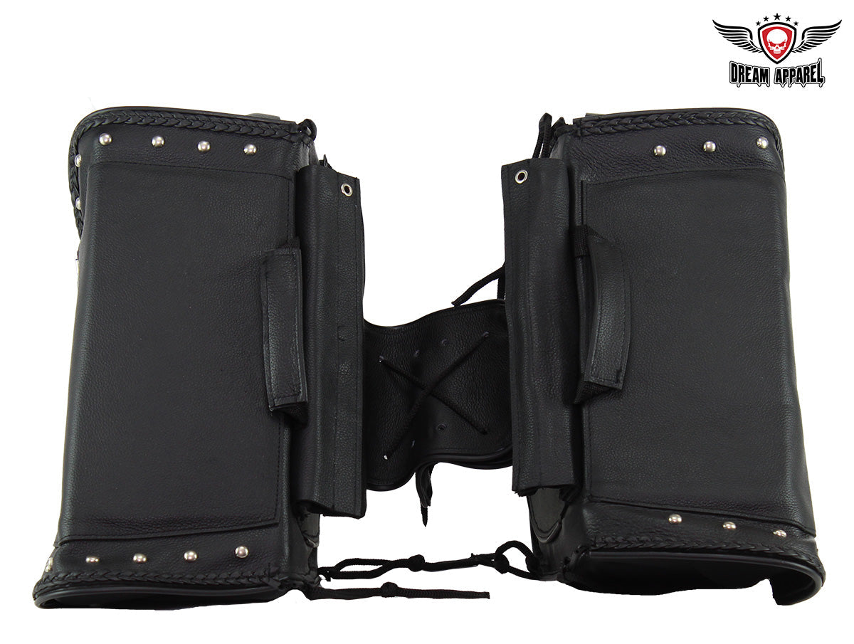 Motorcycle Genuine Leather Saddlebag with Gun Holsters