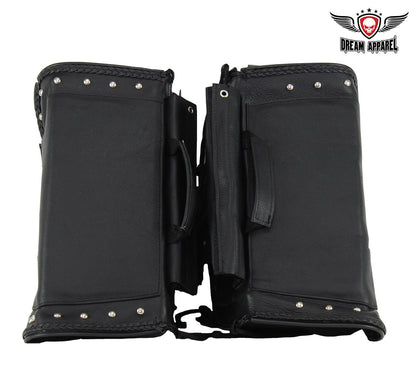 Motorcycle Genuine Leather Saddlebag with Gun Holsters