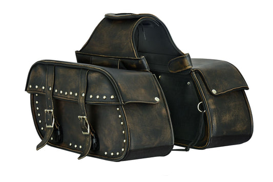 Dream Apparel Genuine Distressed Brown Naked Cowhide Leather Concealed Carry Saddlebag