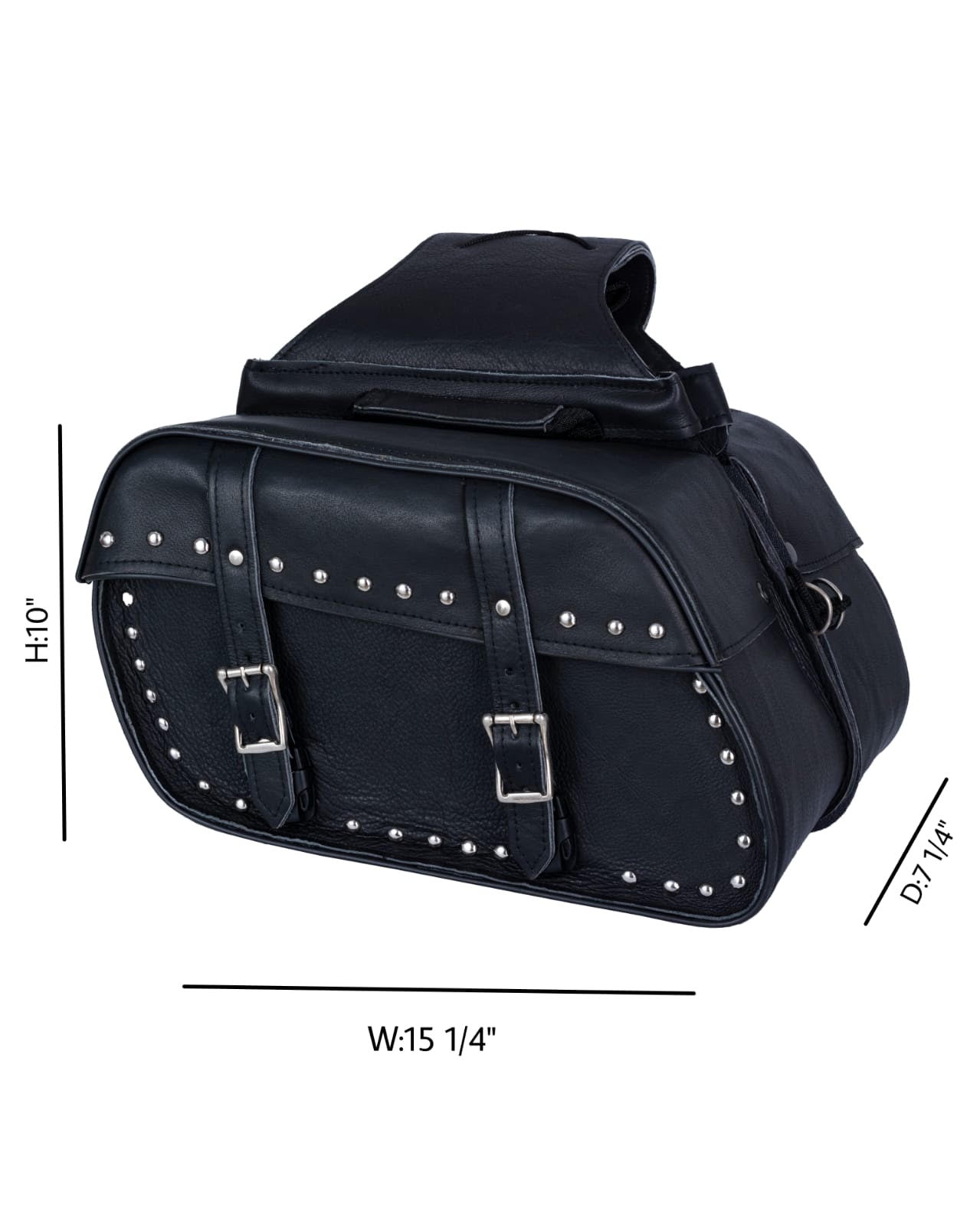 Dream Apparel Black Motorcycle Leather Saddlebags with Studs