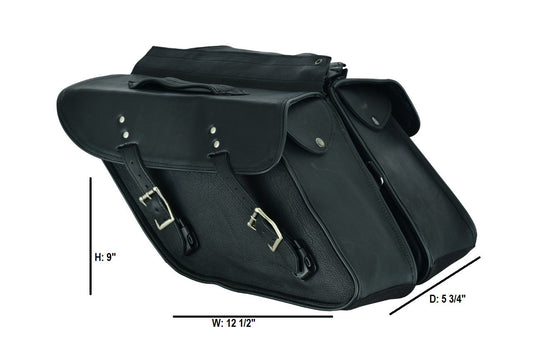 Motorcycle Leather No-Stud Dyna Saddlebag