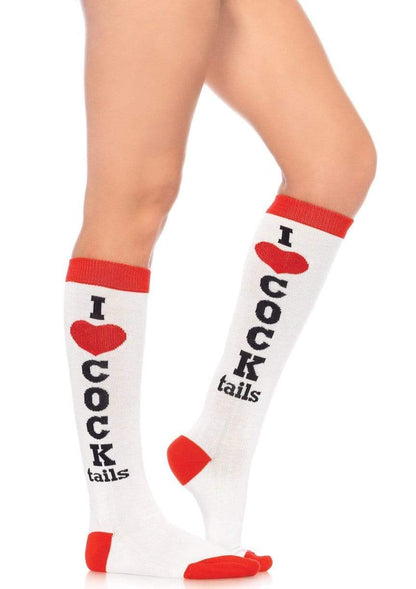 Cocktails Knee High Socks: White/Red / One Size