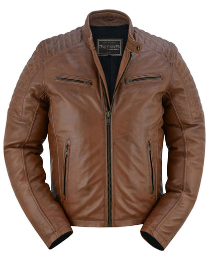 Copper Slayer Men's Sheepskin Leather Fashion Jacket with Snap Button