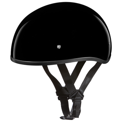 D1-ANS D.O.T. DAYTONA SKULL CAP W/O VISOR - HI-GLOSS BLACK