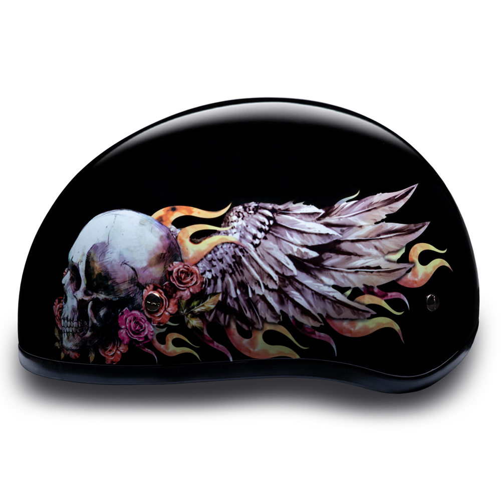 D6-SKW D.O.T. DAYTONA SKULL CAP - W/ SKULL WINGS