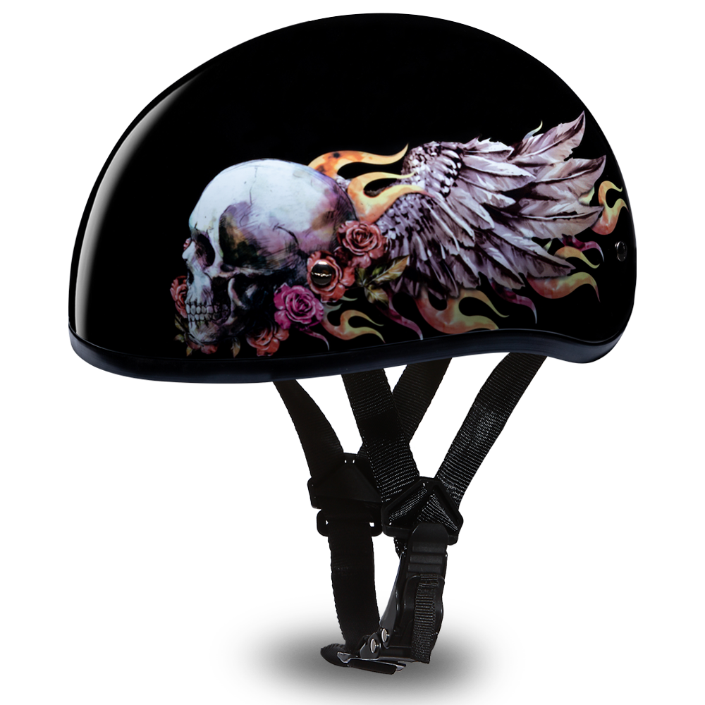 D6-SKW D.O.T. DAYTONA SKULL CAP - W/ SKULL WINGS