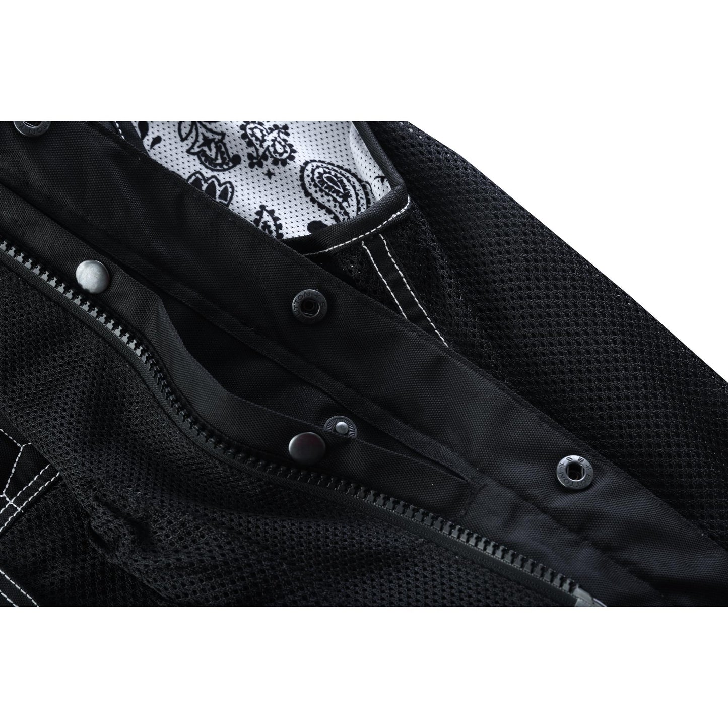 Dark Striker Men's Black Mesh Textile Vest with White Paisley Liner