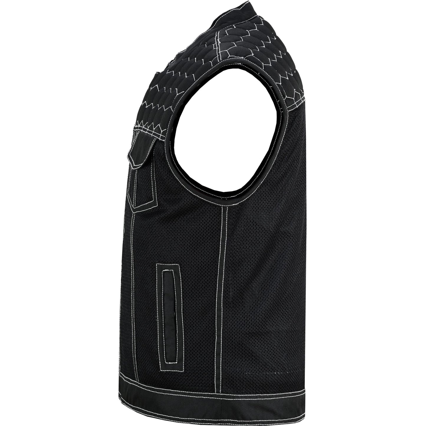 Dark Striker Men's Black Mesh Textile Vest with White Paisley Liner