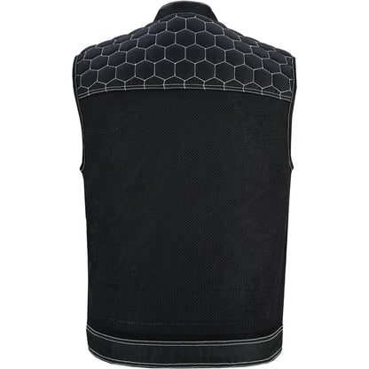 Dark Striker Men's Black Mesh Textile Vest with White Paisley Liner