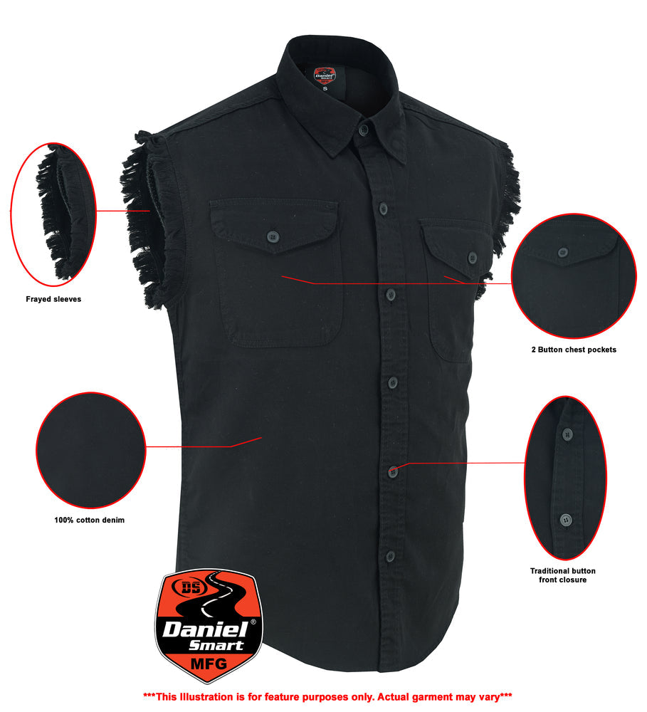 Men's Black Sleeveless Lightweight Denim Shirt