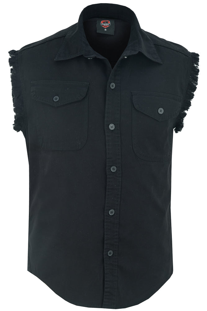 Men's Black Sleeveless Lightweight Denim Shirt