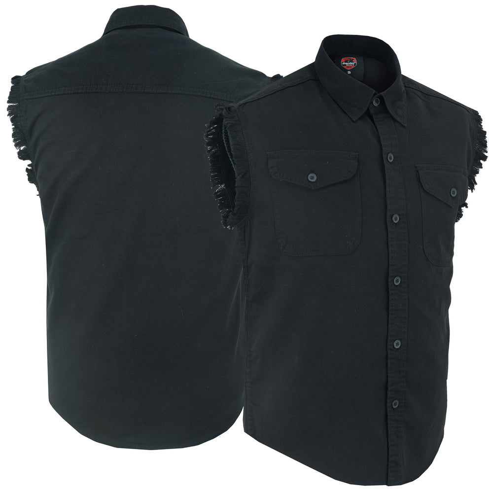 Men's Black Sleeveless Lightweight Denim Shirt