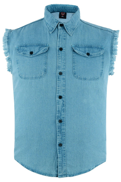 Men's Blue Sleeveless Lightweight Denim Shirt