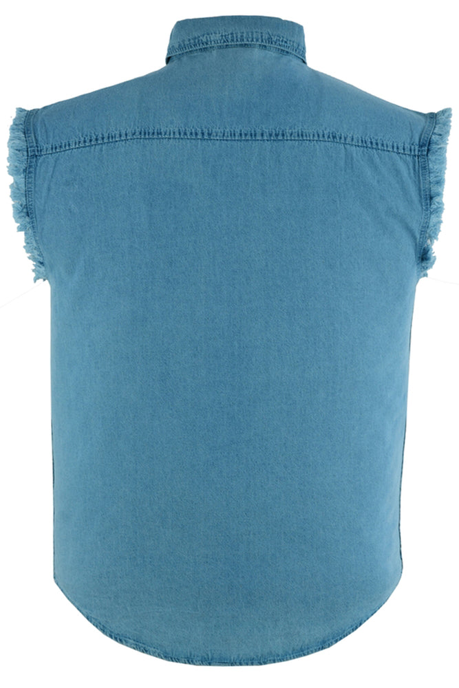 Men's Blue Sleeveless Lightweight Denim Shirt