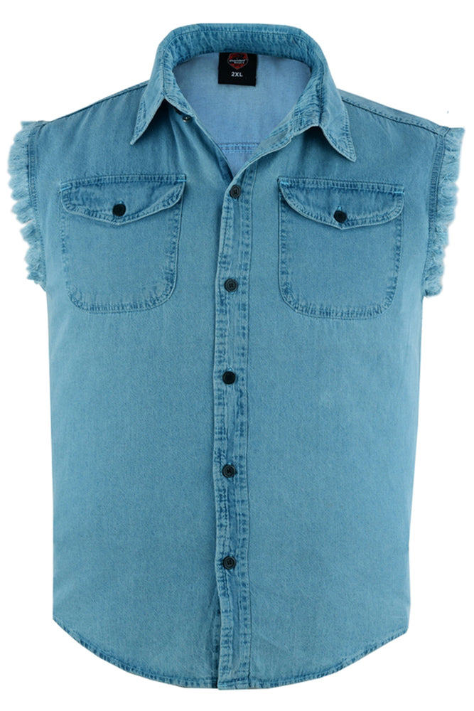 Men's Blue Sleeveless Lightweight Denim Shirt