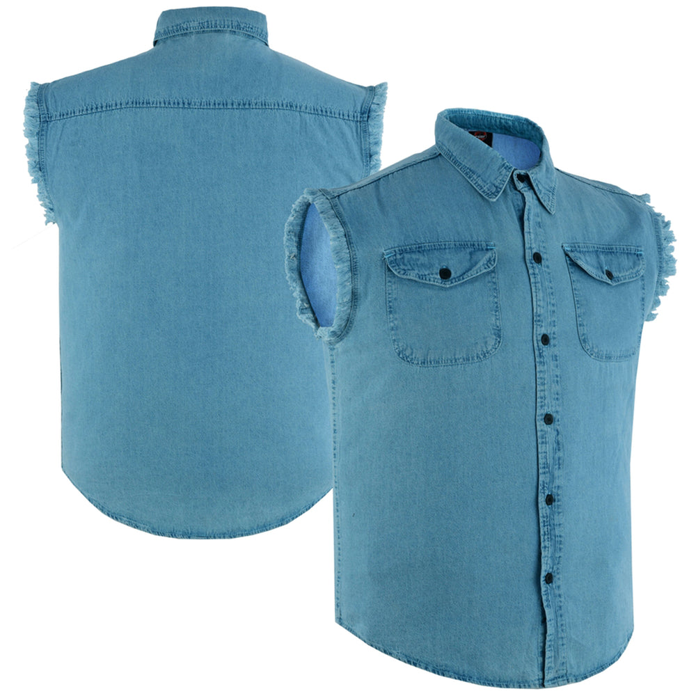 Men's Blue Sleeveless Lightweight Denim Shirt