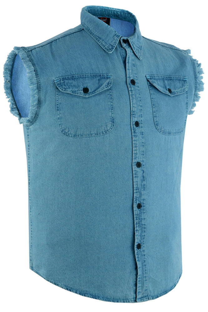 Men's Blue Sleeveless Lightweight Denim Shirt