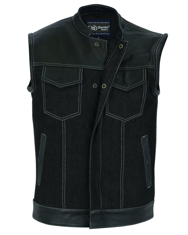 Men's Leather/Denim Combo Vest