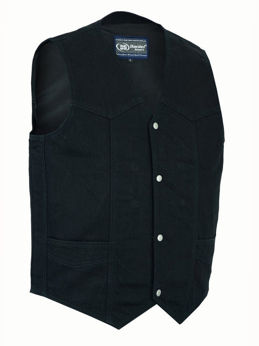 Men's Traditional Denim Vest with Plain Sides