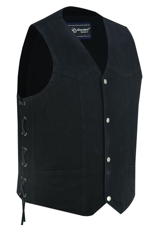 Men's Traditional Denim Vest with Side Laces