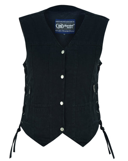 Women's 6 Pocket Denim Utility Vest - Black