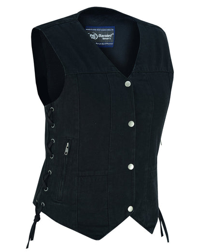 Women's 6 Pocket Denim Utility Vest - Black