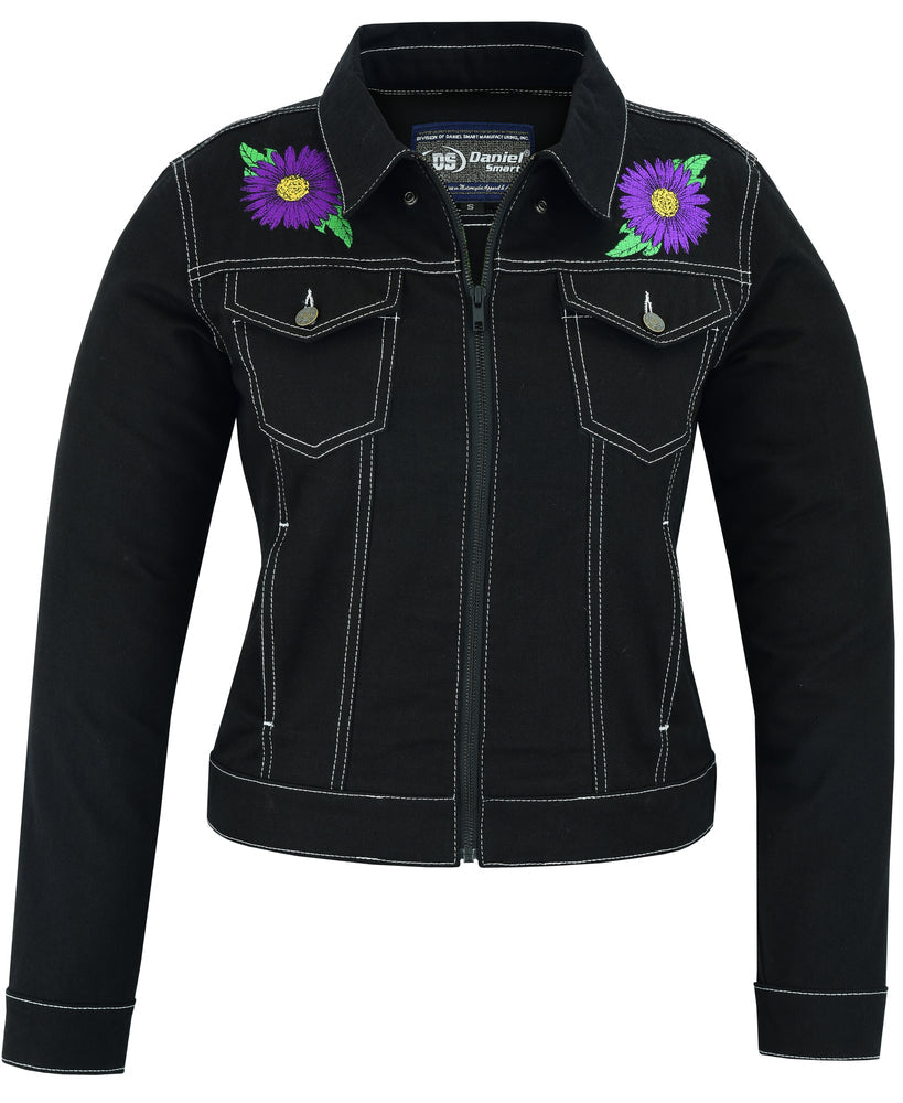 Women's Daisy Black Denim Motorcycle Jacket