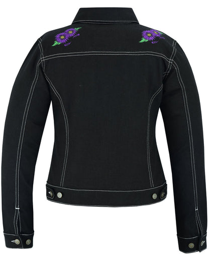 Women's Daisy Black Denim Motorcycle Jacket