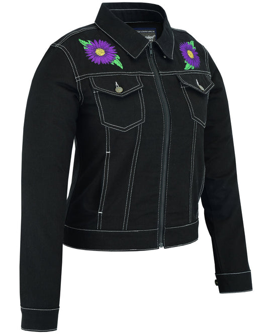 Women's Daisy Black Denim Motorcycle Jacket