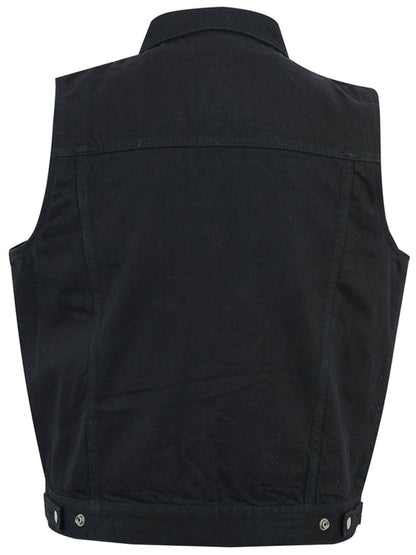 Snap Front Denim Vest- Black