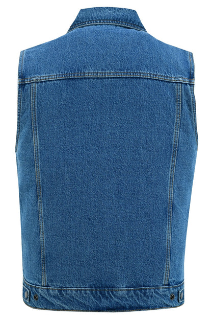 Men's Snap Front Denim Vest- Blue