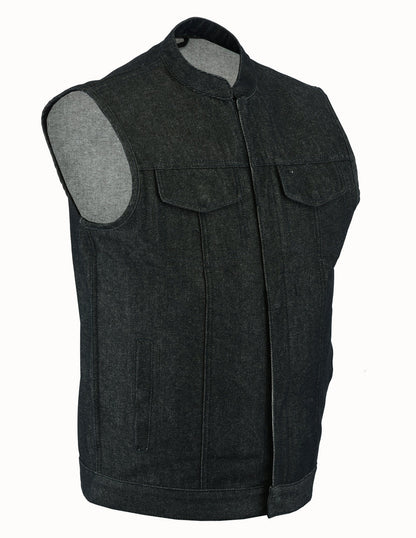 Men's Rough Rub-Off Raw Finish Denim Vest