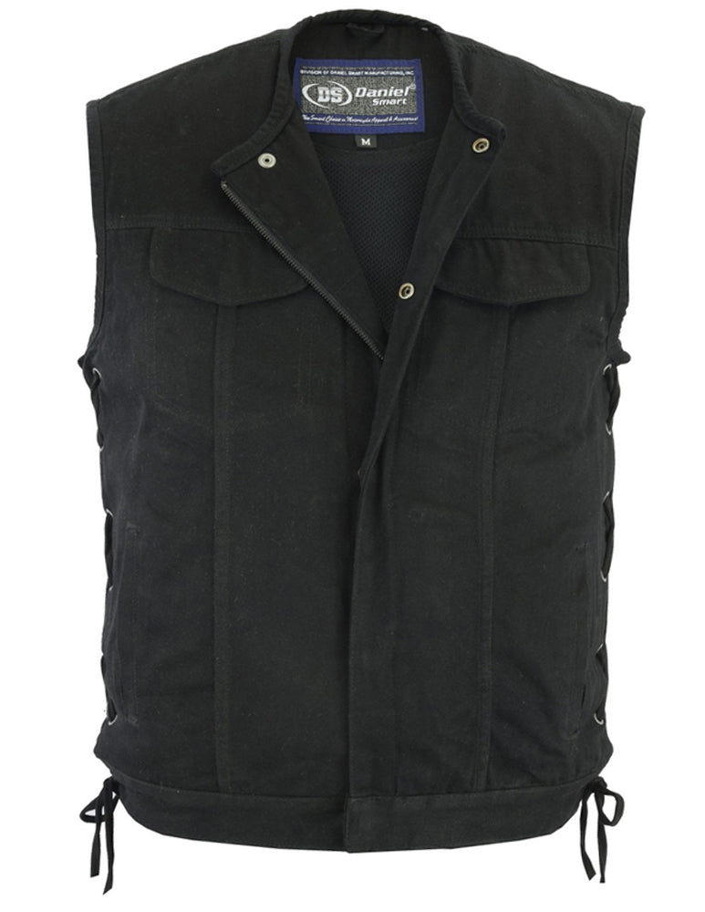 Men’s All-Black Denim Vest with Upgraded Smart Access Pockets