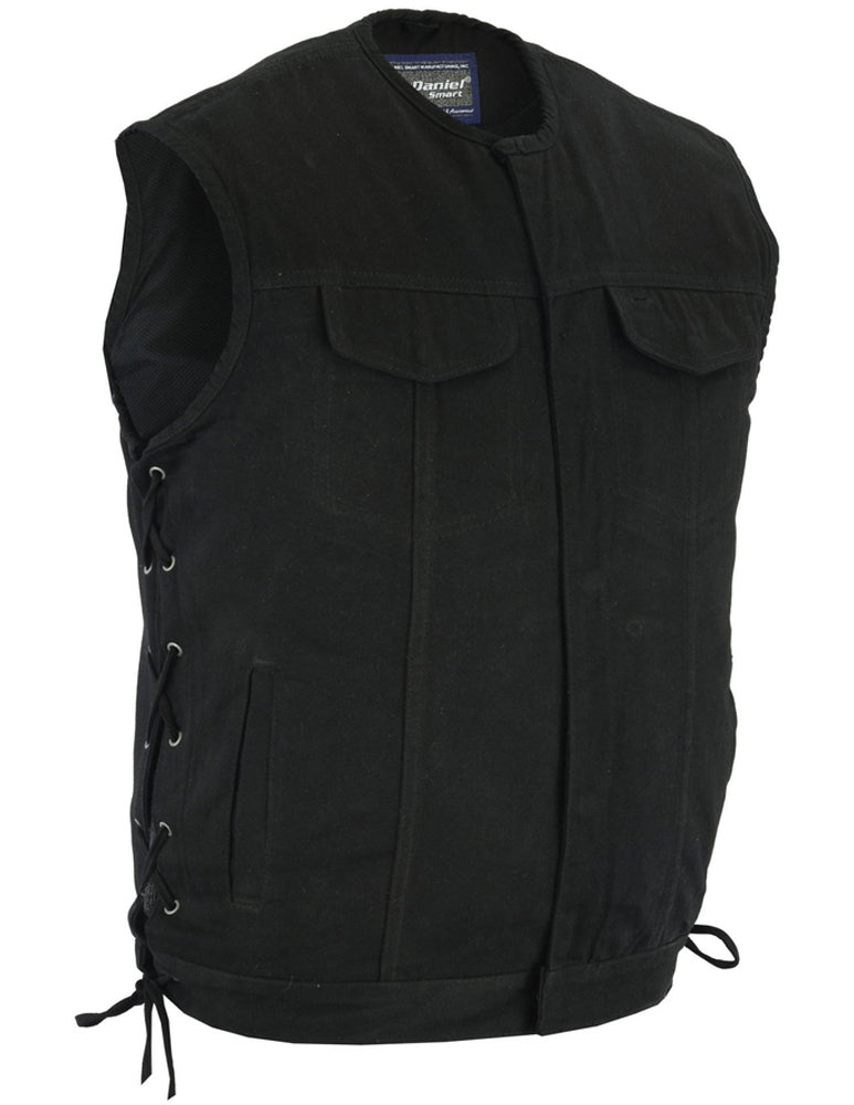 Men’s All-Black Denim Vest with Upgraded Smart Access Pockets