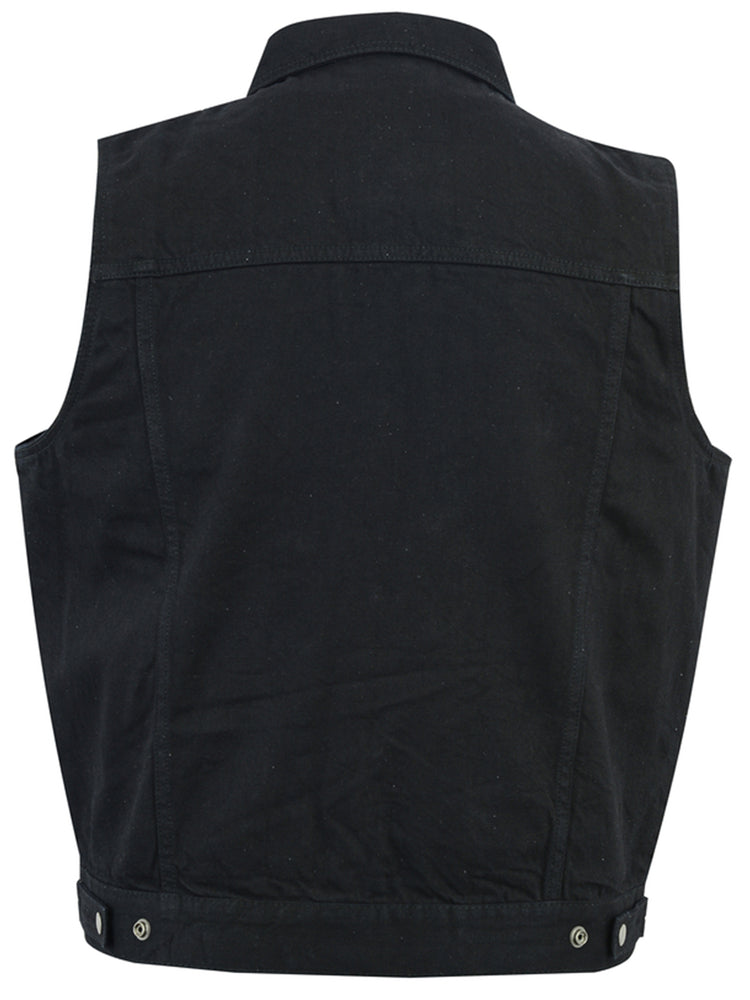 Men's Snap/Zipper Front Denim Vest- Black