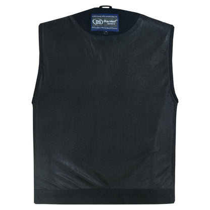 Rugged Mens Denim Vest - Concealed Snap with Hidden Zipper