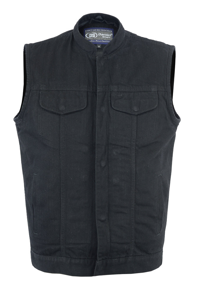 Men's Black Denim Single Back Panel Concealment Vest w/Rem