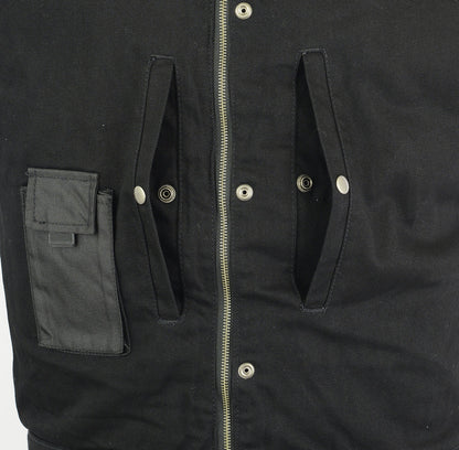 Men's Black Denim Single Back Panel Concealment Vest w/Rem