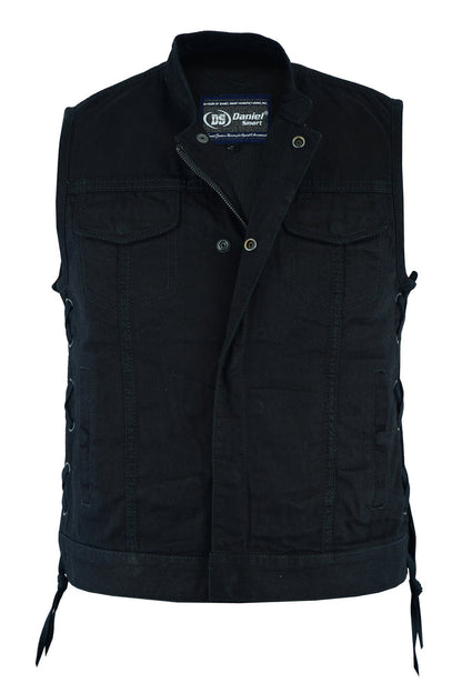 Women's Advance Side Laces Black Construction Denim Vest